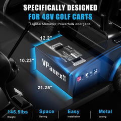 48V(51.2V) 160Ah Lithium Golf Cart Battery,48V Golf Cart Batteries with 22A Charger,Built-in 200A BMS,Metal Casing,Supports Mobile APP,Touch Monitor,6000+ Cycles,Peak Current 600A,Max 10.24kW Output Power