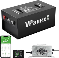 48V(51.2V) 160Ah Lithium Golf Cart Battery,48V Golf Cart Batteries with 22A Charger,Built-in 200A BMS,Metal Casing,Supports Mobile APP,Touch Monitor,6000+ Cycles,Peak Current 600A,Max 10.24kW Output Power