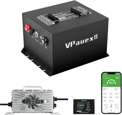 48V(51.2V) 105Ah Mini Lithium Golf Cart Battery,48V Golf Cart Batteries with 22A Lithium Charger,Built-in 200A BMS,Metal Casing,Supports Mobile APP,Touch Monitor,6000+ Cycles,Peak Current 600A
