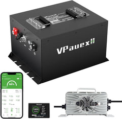 48V(51.2V) Lithium Battery Golf Cart,48V(51.2V) 72Ah Golf Cart Batteries with 18A Charger,Built-in 200A BMS,Metal Casing,Supports Bluetooth Mobile APP,Touch Monitor,6000+ Cycles,Peak Current 600A,Max 10.24kW