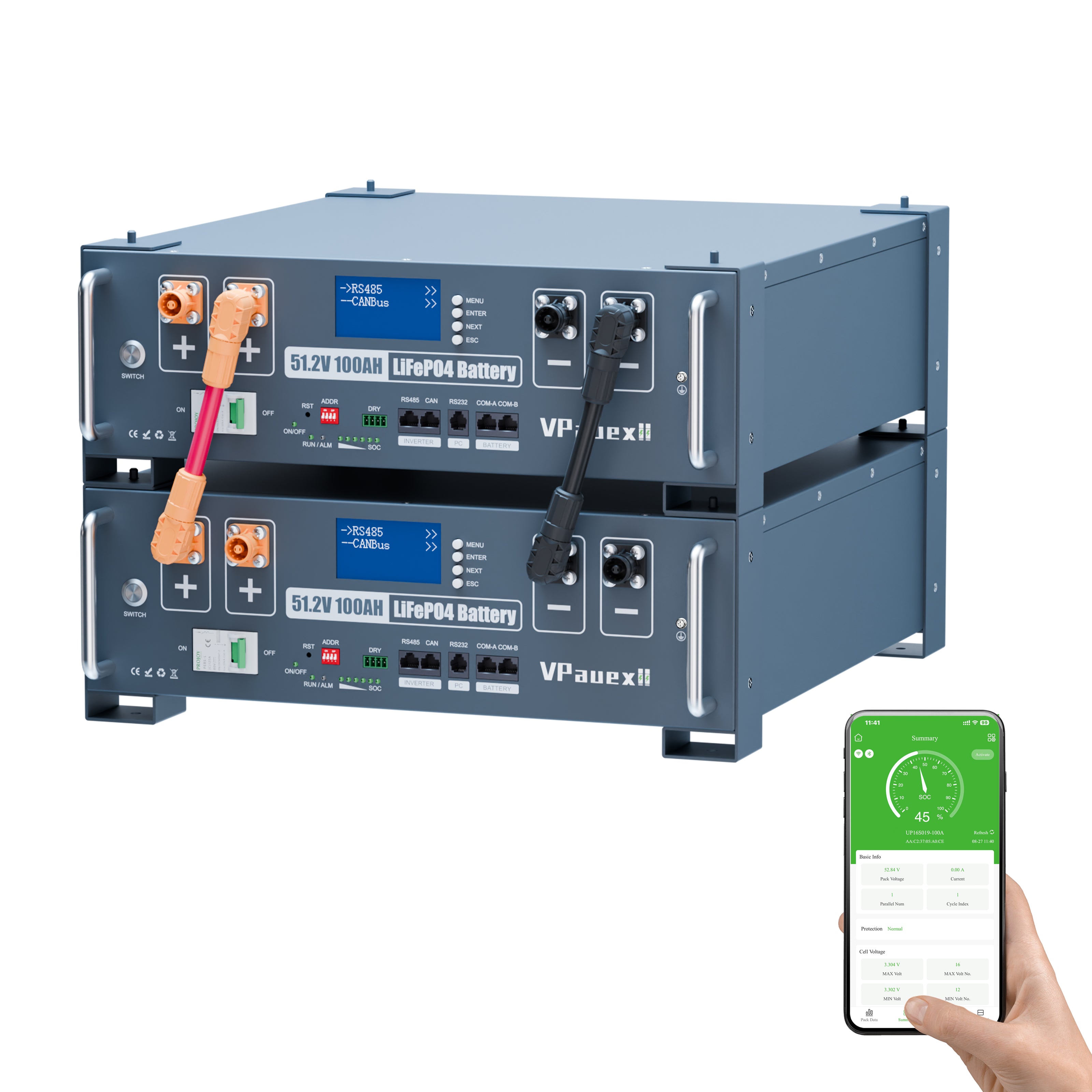 48V(51.2V) 100Ah LiFePO4 Lithium Battery,Auto Fire Suppression,WiFi/Bluetooth, 48V Server Rack Battery with 3U Rack Mount Kit, 5.12kWh,6000+ Cycles,for Solar Energy Storage, Off-Grid, Backup Power