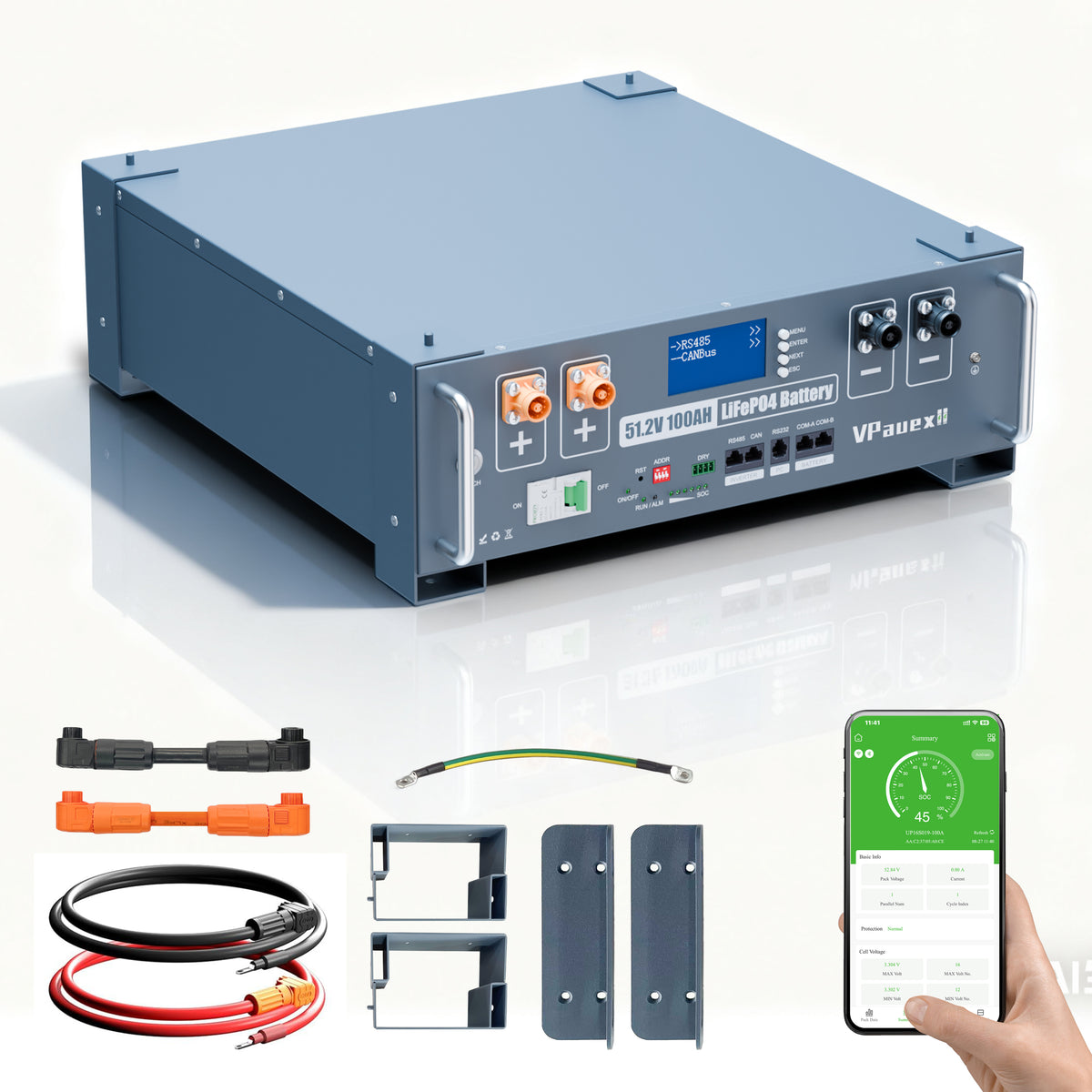 48V(51.2V) 100Ah LiFePO4 Lithium Battery,Auto Fire Suppression,WiFi/Bluetooth, 48V Server Rack Battery with 3U Rack Mount Kit, 5.12kWh,6000+ Cycles,for Solar Energy Storage, Off-Grid, Backup Power